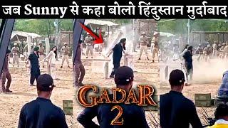 Gadar 2 Shooting Most Viral Leak Clip Sunny Deol Destroy Iron Pole Front Pakistani Commander