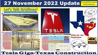 Factory Grid Mapping & Main Layout Discussion!  27 November 2022 Giga Texas Construction Update 4K