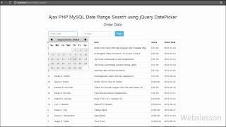 Ajax PHP MySQL Date Range Search using jQuery DatePicker