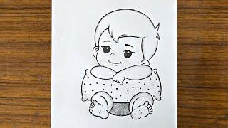 Cute baby drawing easy step by step  || How to draw a cute baby boy || Pencil sketch for beginners