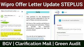 Wipro Offer Letter | Clarification Mail | BGV  | Green Audit | Onboarding Update