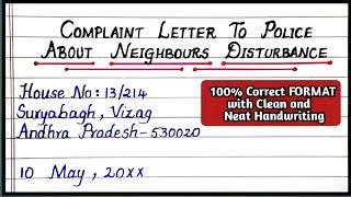 Write A Complaint Letter to Police About Neighbors Disturbance | Application To Police on Neighbors