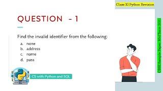 Question - 1 | Class 12th CBSE 2021 Computer Science Mid-Term Sample Paper | Basics of Python