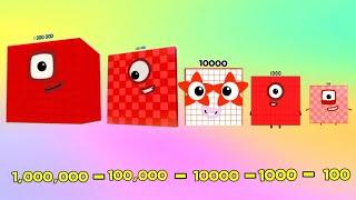 SUBTRACTION OF NUMBERBLOCKS REALLY BIG NUMBERS | SUBTRACT GIANT NUMBERS LEARN TO COUNT |hello george