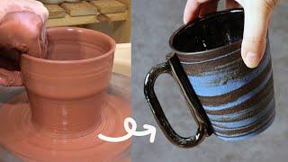 Making Neriage Mug with Unique Handle – Entire Process of Marbled Pottery