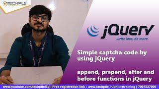 append, prepend, after, before method in jQuery in hindi, captcha code by using  jQuery |7th Lecture