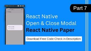 React Native modal using React Native paper | Open and close Modal in React Native Expo