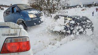 Рубимся в снежной целине - Toyota CHASER на бездорожье - ЛИХАЯ МАРШРУТКА ДАЕТ ЖАРУ ! ! !