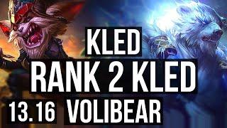 KLED vs VOLIBEAR (TOP) | Rank 2 Kled, 10/2/4, 400+ games, Godlike | KR Challenger | 13.16