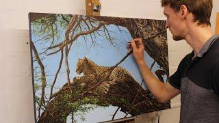 The Beauty of African Wildlife | Leopard Oil Painting Timelapse