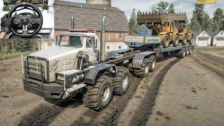 714WM-E - Extreme JCB Load Transport on Rough Muddy Road | SnowRunner | Logitech G29 Gameplay | #790