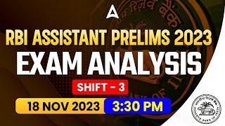 RBI Assistant Exam Analysis 2023 | RBI Assistant 18 Nov, Shift 3 Asked Questions & Expected Cut Off