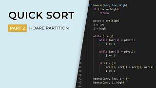 Quick Sort | Part 2: Hoare Partitioning Scheme