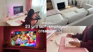 self-employed creator diaries  creating content, cleaning + cozy gaming