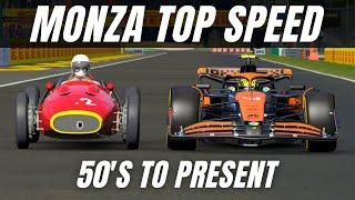 F1 TOP SPEED AT MONZA 50'S to Present