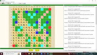 Playing Clabbers till board saturation (190 tiles) in Scrabble3D application