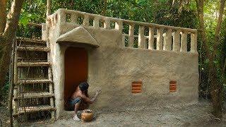 Build Incredible Mud Villa House in Deep Jungle Without Tools