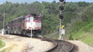 MBTA F40PHM-2C #1035 whips the Outbound consist into Kingston Station