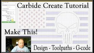 Carbide Create Tutorial for American flag with The Punisher