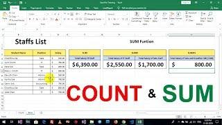 Count and Sum Function in Ms Excel | Excel Tutorials