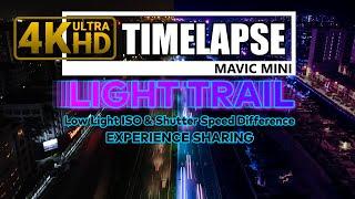 DJI Mavic Mini 4K Time Lapse Night Low Light Trail ISO and Shutter Speed Comparison