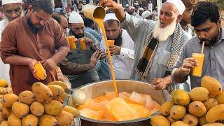 Hardworking Old Man Making Mango Juice  Roadside Drink Ice Mango Milkshake | Karachi Street Food