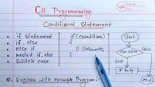 C# Control Flow Statements | if, if-else, else-if ladder, nested if else and switch statements