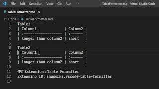 VSCode Markdown Table Formatter