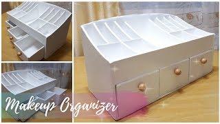 DIY MAKEUP ORGANIZER FROM CARDBOARD!MAKEUP STORAGE! ORGANIZER!