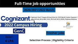 Cognizant Hiring 2022 Batch | Cognizant Off-Campus Drive for 2022,2021,2020 Batch | Salary 4LPA