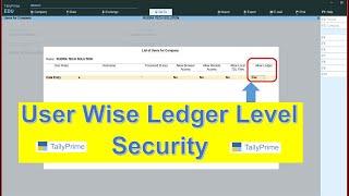 Tally TDL : User Wise Ledger Security | Ledger Level Security in Tally Prime