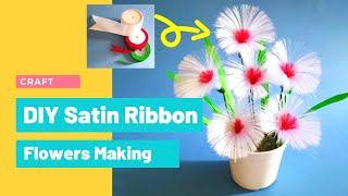 DIY Flower from Satin Ribbon || How to Make Satin Ribbon Flowers