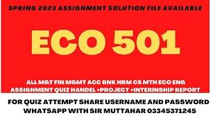 Eco 501 Assignment Solution Spring 2023