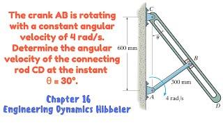 Determine angular velocity of the connecting rod CD - Engineers Academy