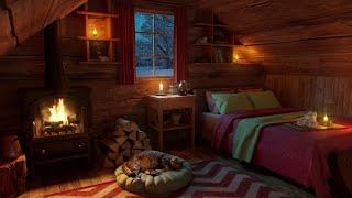 Deep Sleep in a Cozy Winter Hut - Fireplace and Blizzard Sounds