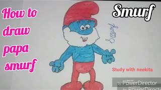 How to draw papa smurf by study with neekita