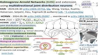 Kolmogorov-Arnold Networks (KAN) and extension using multidirectional joint distribution neurons