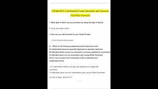 UiPath RPA Certification Exam Questions and Answers 2024   2025 Verified Answers