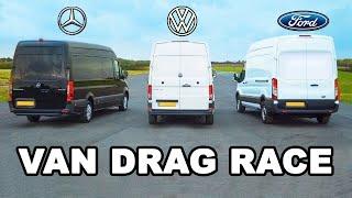 Mercedes Sprinter vs Ford Transit vs VW Crafter: VAN DRAG RACE