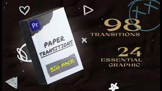 Paper Transitions Big Pack For Premiere Pro Mogrt | Easy to Apply