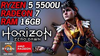 Horizon Zero Dawn - AMD Ryzen 5 5500U Radeon 7 Graphics 16GB DUAL CHANNEL RAM 1080P FSR Performance