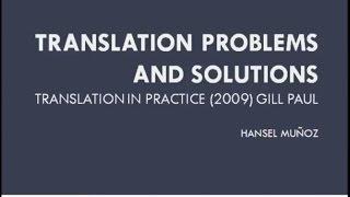 Translation Problems and Solutions (Literary Translation)