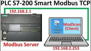 PLC S7-200 Smart Modbus TCP server connect with Modscan32 Modbus Client