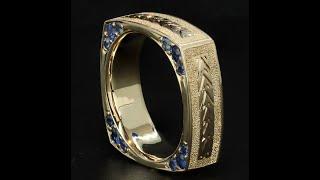 Making "The Maverick" A Square 14 karat Gold Ring with Sapphires