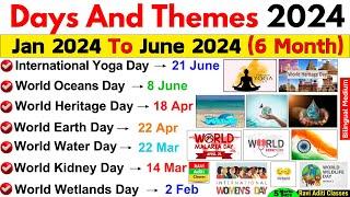 Days And Themes 2024 Current Affairs| Jan 2024 To June 2024 Important Days |Last 6 Month MCQ English