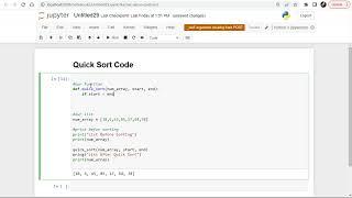 Quick Sort in Python using Jupyter Notebook