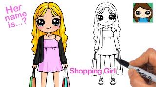 How to Draw a Mall Shopping Cute Girl