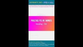 1 - READING FIB - PTE practice in LESS THAN A MINUTE #shorts #pte #readingfib #aspirants360