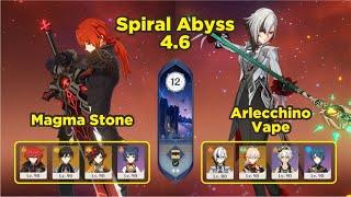 Spiral Abyss 4.6 Floor 12 (9 Stars) DILUC MAGMA STONE & ARLECCHINO | Genshin Impact