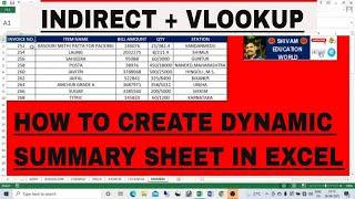 HOW TO MAKE DYNAMIC SUMMARY SHEET IN EXCEL | EXCEL VLOOKUP WITH INDIRECT FUNCTION